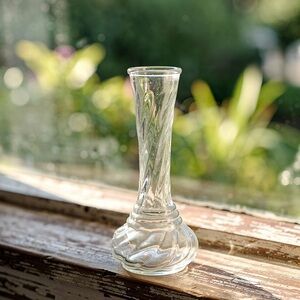 Vintage C.F.G. (Continental Floral Glass) Diamond Pattern Bud Vase (9 Inch Tall)